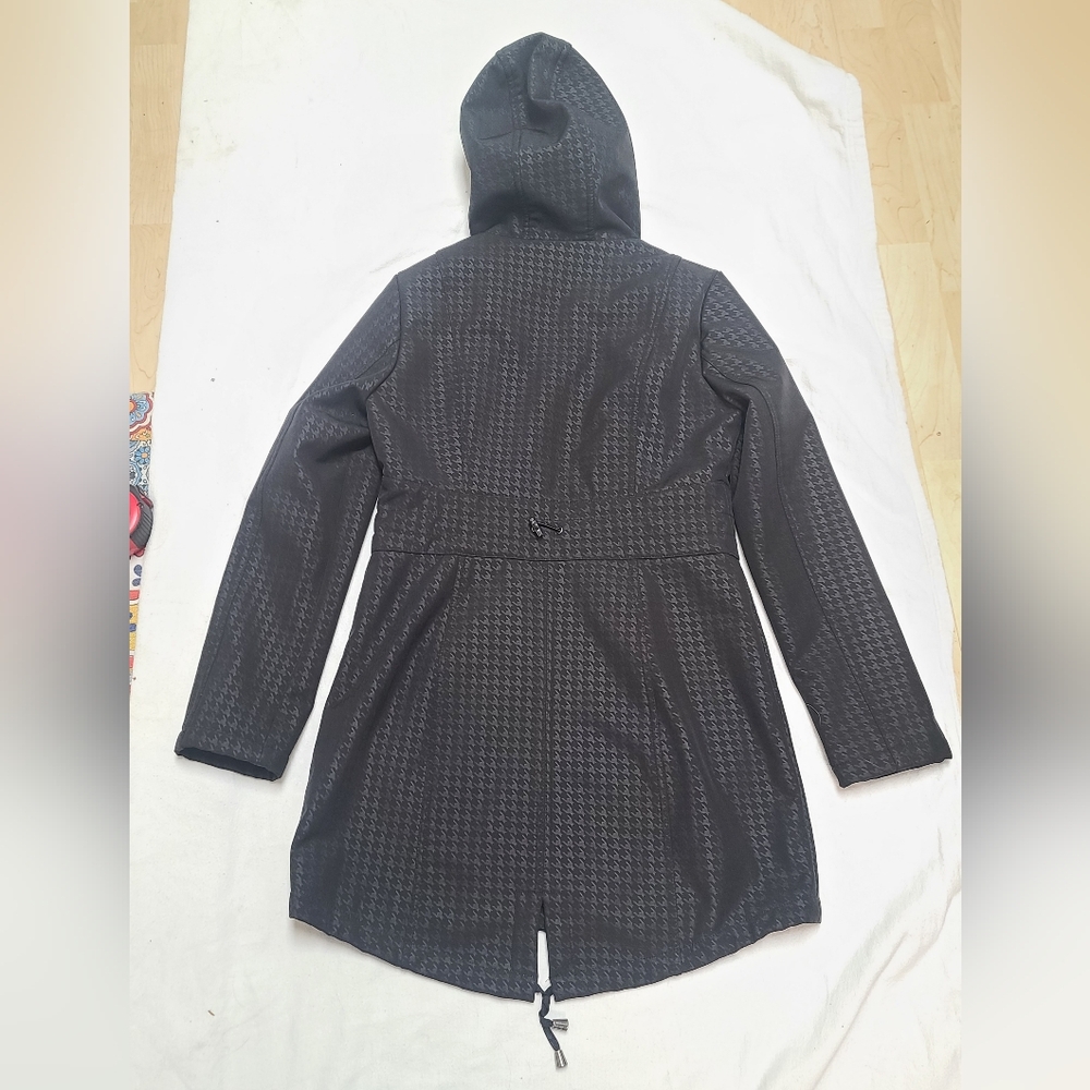 Michael Kors Women's Black Hooded Jacket, Houndstooth, Size Small - Picture 2 of 10